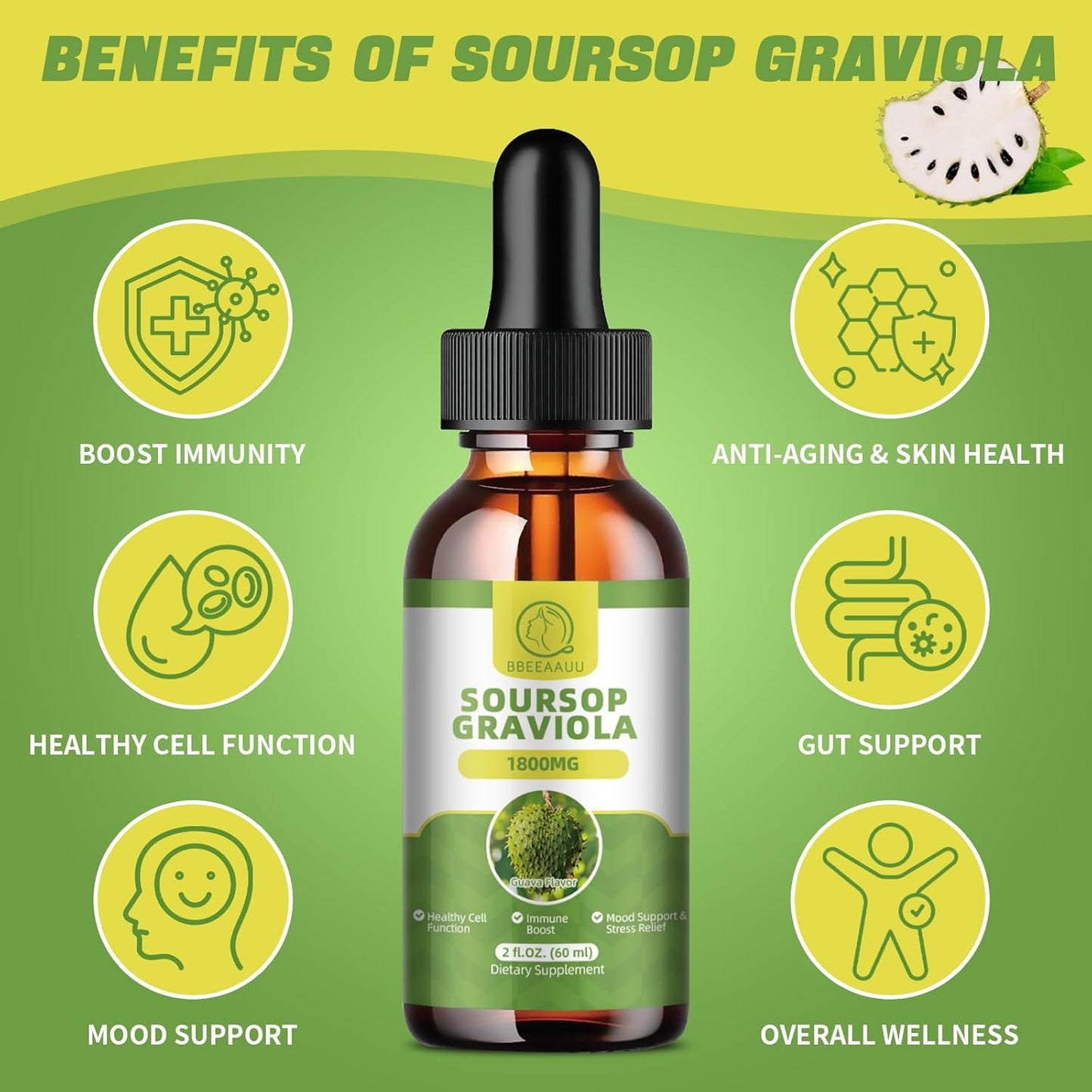 Natural Mullein and Soursop Liquid Drops for Lung Cleanse and Cell Regeneration - 1000MG and 1800mg Extracts