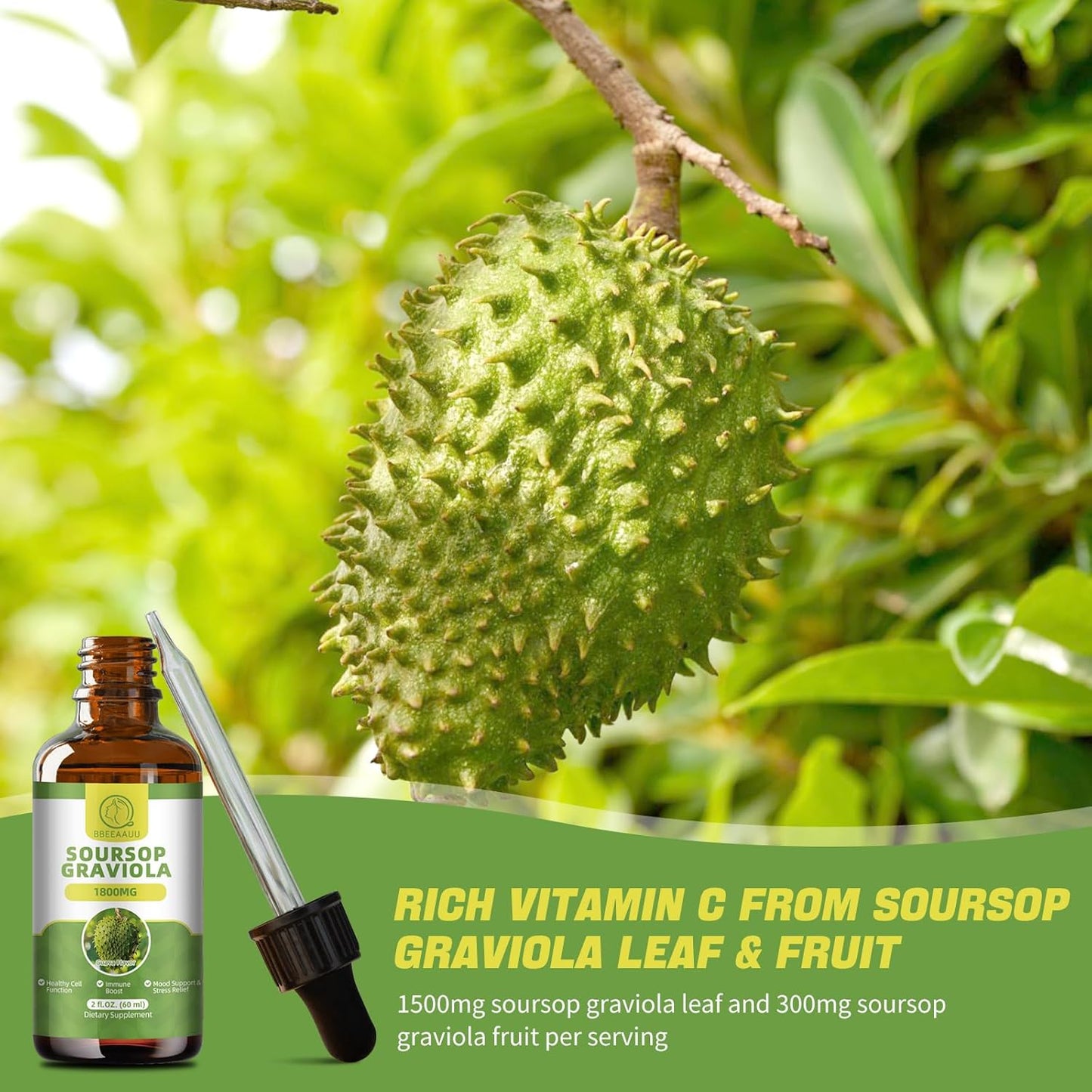 Natural Mullein and Soursop Liquid Drops for Lung Cleanse and Cell Regeneration - 1000MG and 1800mg Extracts