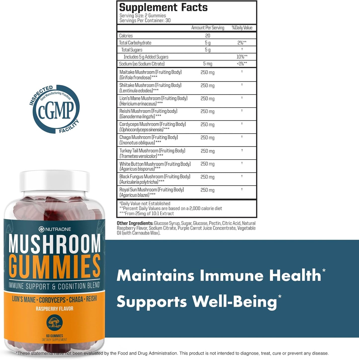 Natural Mushroom Gummy Supplement for Immune Support and Overall Wellness - NutraOne