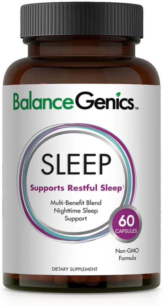 Natural Sleep Aid Supplement with GABA for Restful Sleep - Bedtime Support for Men & Women - Non-Habit Forming Sleep Supplement - 60 Capsules