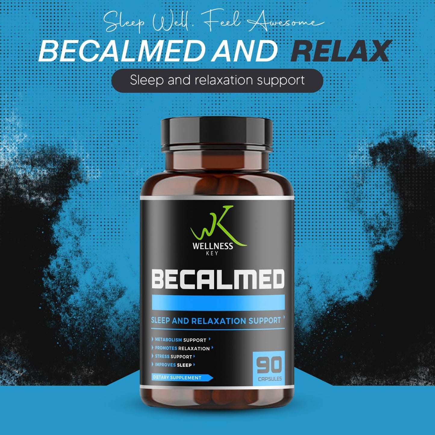 Natural Stress Support Supplement with Magnesium Glycinate & L-Threonate - Promotes Relaxation, Mental Clarity, and Focus - 90 Capsules, 30 Day Supply