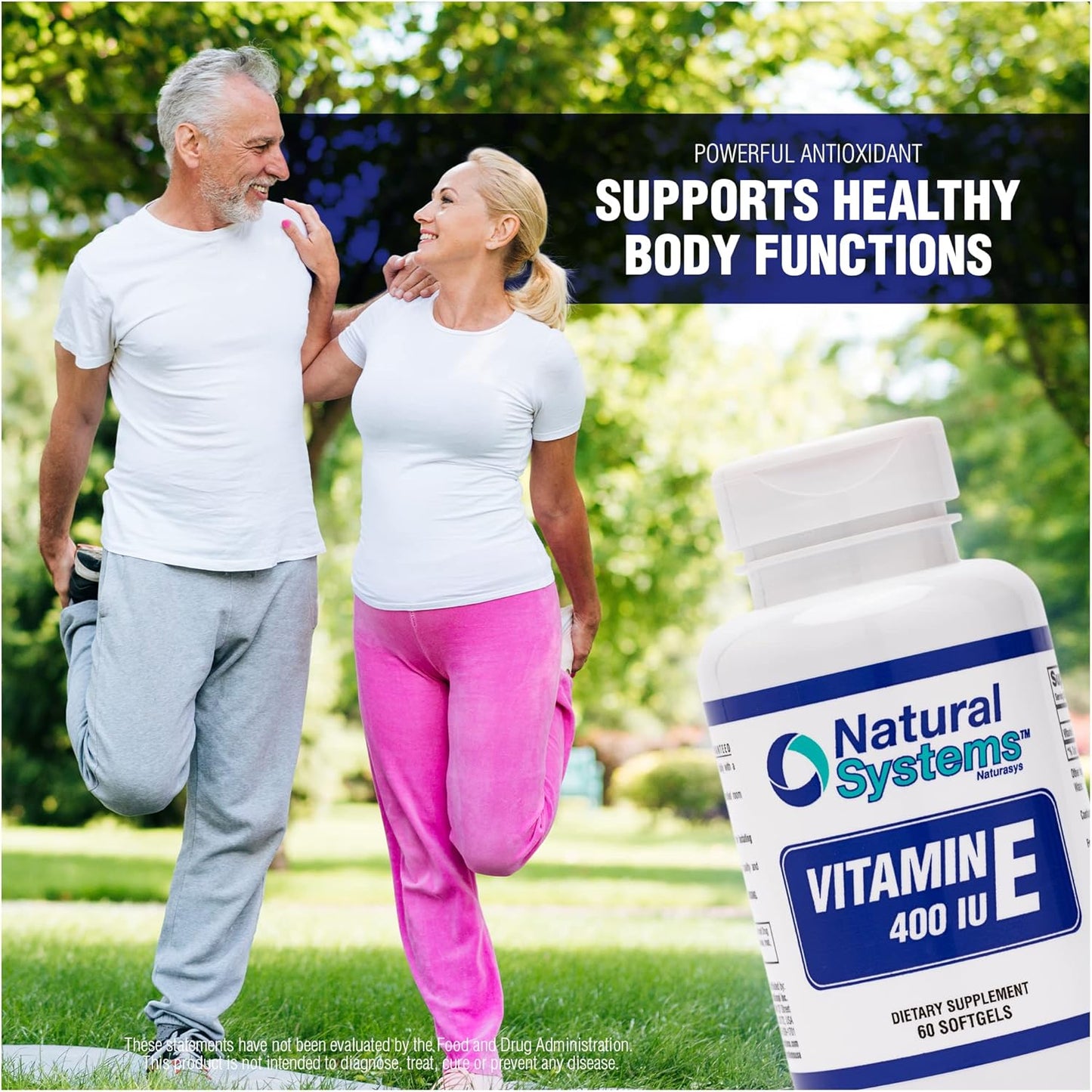 Natural Systems Naturasys Vitamin E Softgels 400 IU - Immune System & Skin Care Support Supplement - Non-GMO & Preservative-Free