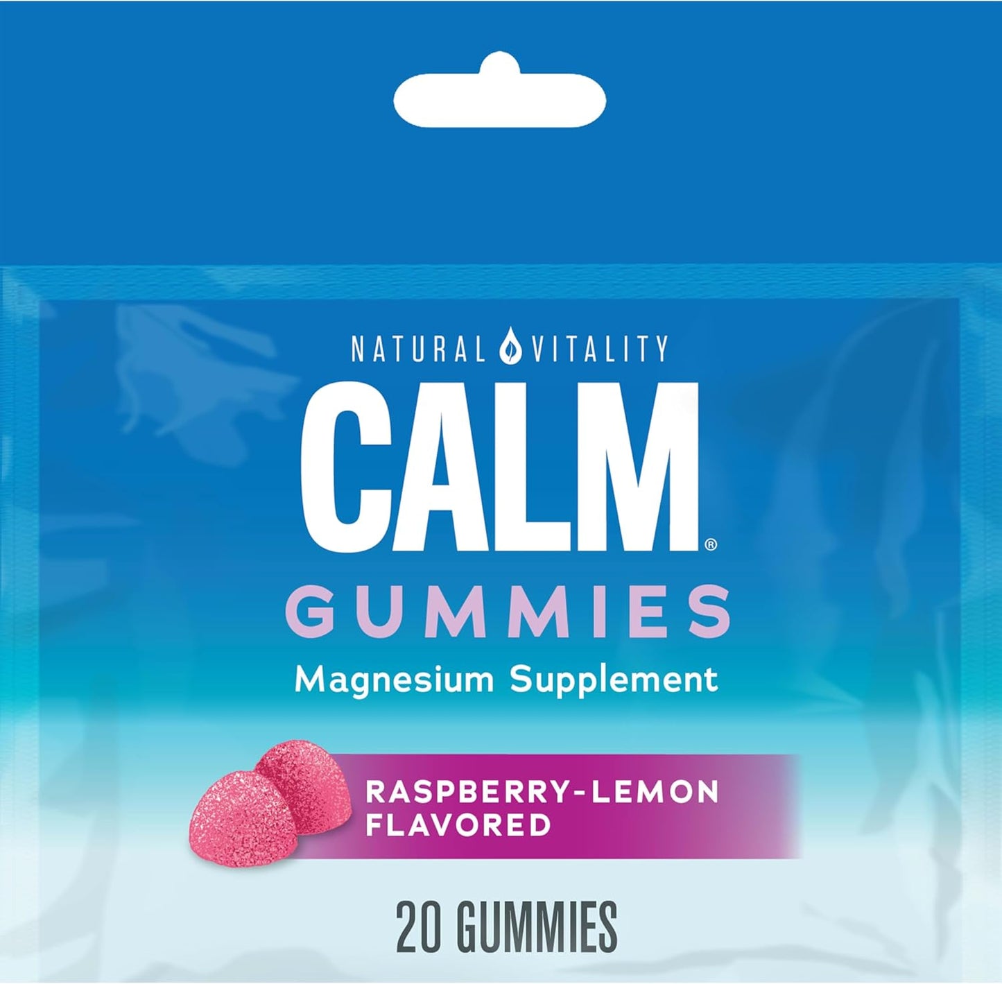 Natural Vitality Calm Stress Relief Gummies with Magnesium Citrate - Raspberry Lemon Flavored, Vegan & Gluten Free, 20 Gummies