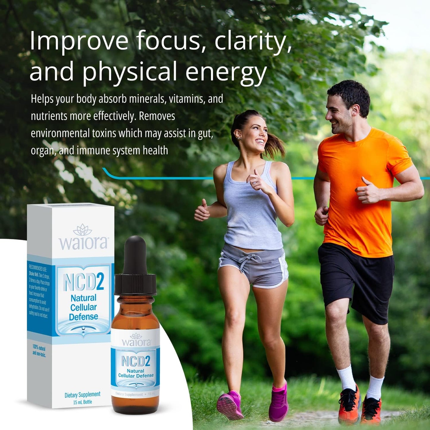 Natural Waiora NCD2 Activated Liquid Zeolite Drops for Immune Support & Body Cleanse - 3 Bottles, 270 Servings, Mix in Food/Drinks