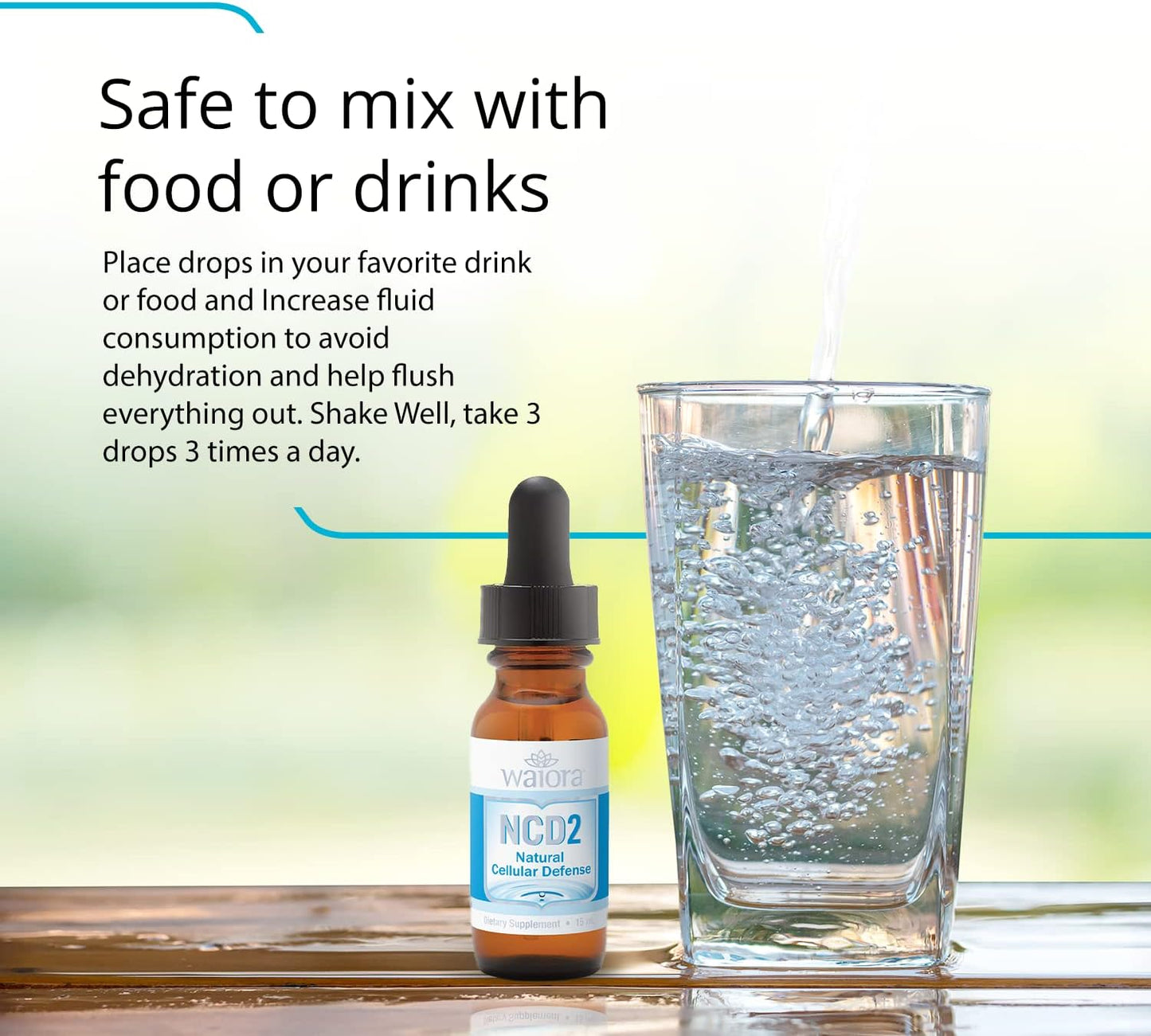 Natural Waiora NCD2 Activated Liquid Zeolite Drops for Immune Support & Body Cleanse - 3 Bottles, 270 Servings, Mix in Food/Drinks