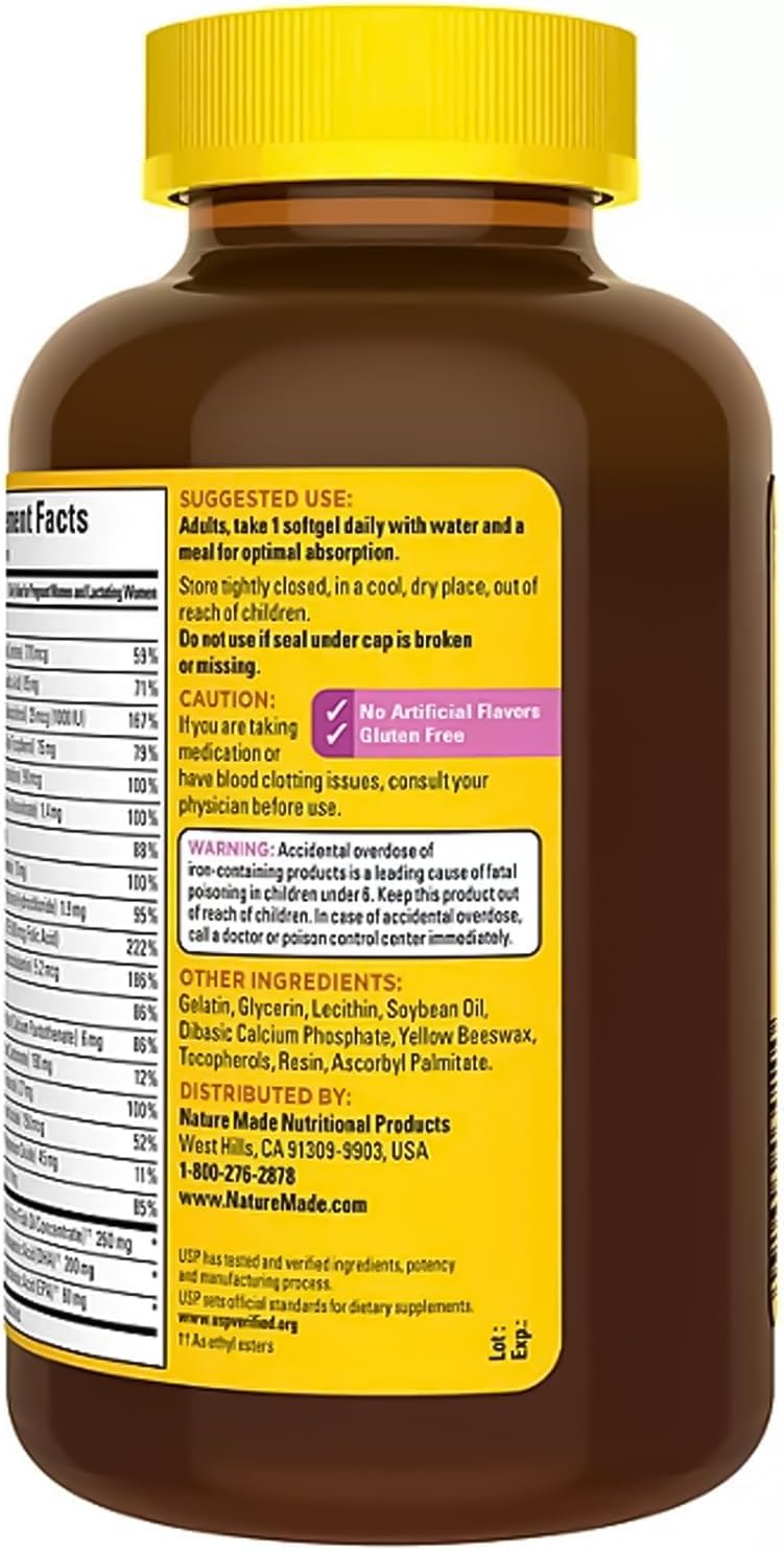 Nature_Mades Prenatal Vitamins with Folic Acid and DHA - 300 Count, 200mg Prenatal Supplement, 300 Day Supply