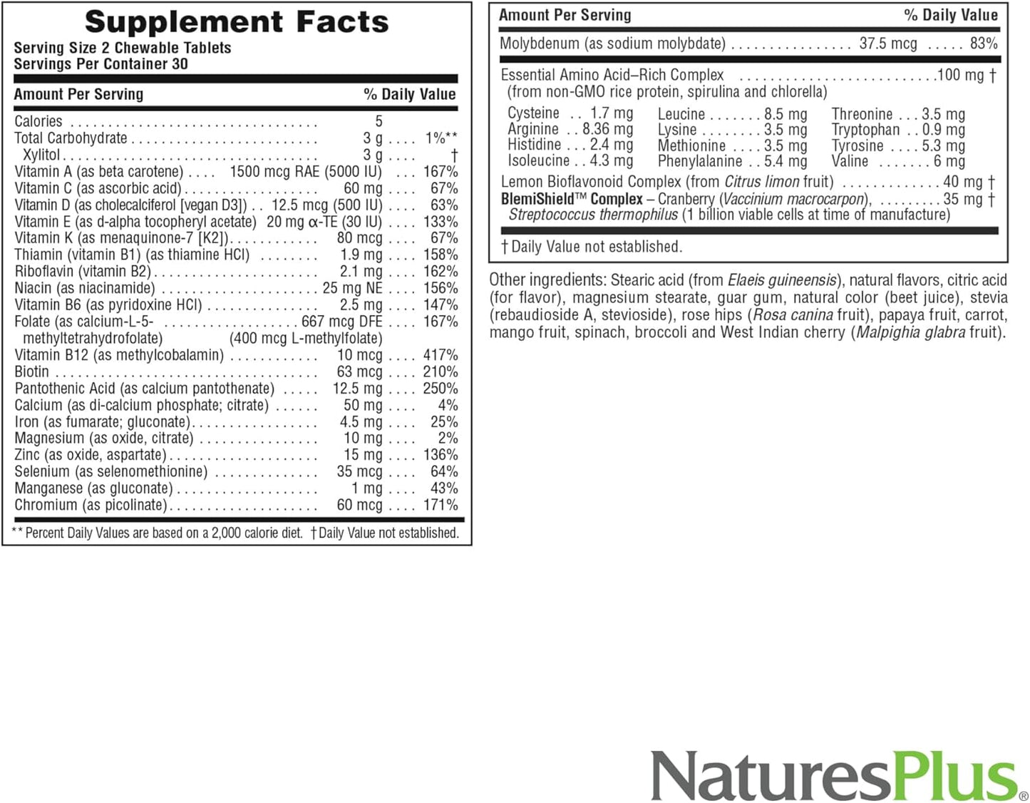 Natures Plus Source of Life Power Teen for Him, Wild Berry - 120 Chewable Tablets - High Potency Teenage Multivitamin - Gluten & Sugar Free