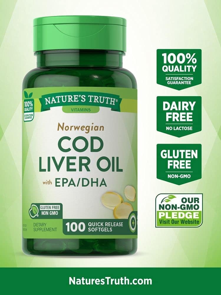 Nature's Truth Norwegian Cod Liver Oil Softgels - Pack of 600 Dietary Supplement Capsules