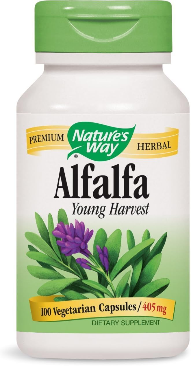 Nature's Way Alfalfa Leaves Capsules - 1,215mg (100 Vegetarian Capsules) x 2 Pack