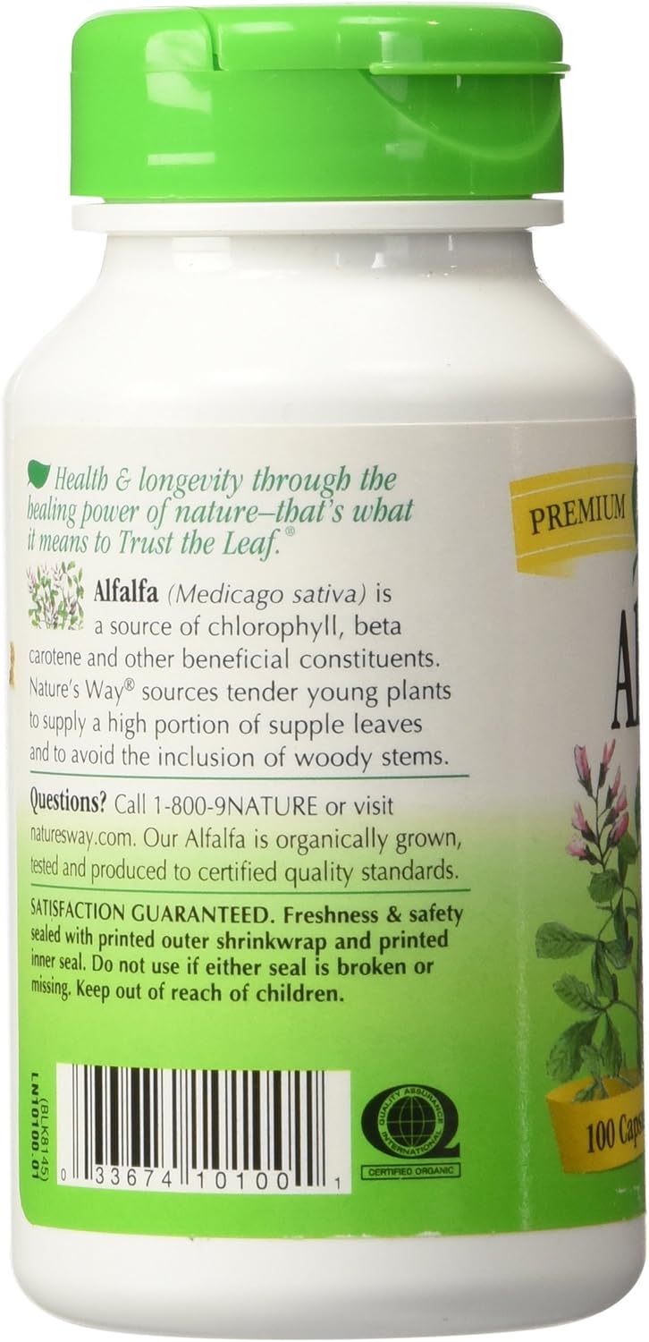 Nature's Way Alfalfa Leaves Capsules - 1,215mg (100 Vegetarian Capsules) x 2 Pack