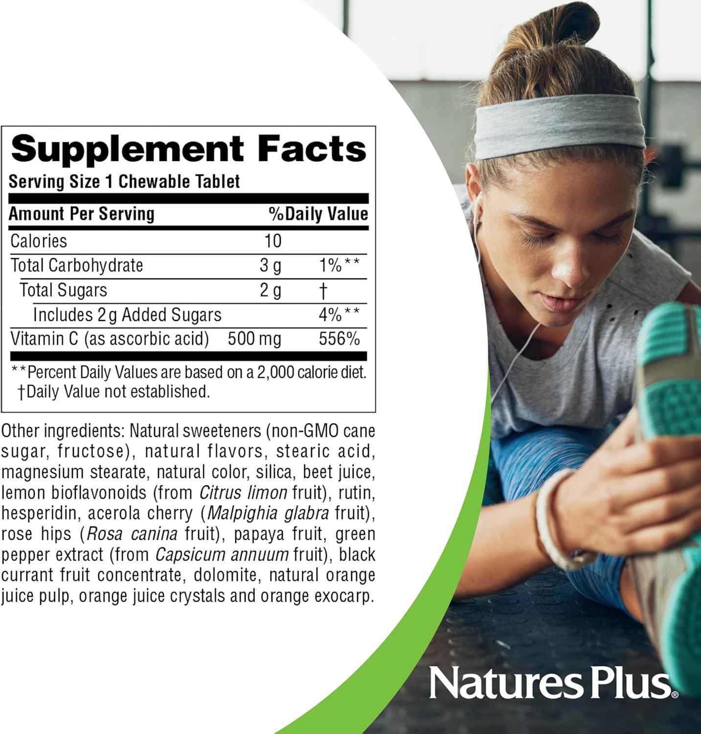 NaturesPlus Orange Juice Vitamin C 500 mg - 180 Chewable Tablets, Pack of 2 - Promotes Optimal Immune Health - Gentle on Your Stomach - Vegan, Gluten Free - 360 Total Servings
