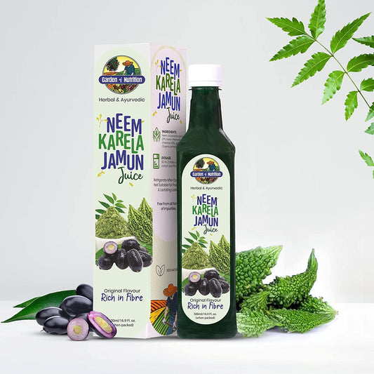 Neem Karela Jamun Juice - Herbal and Ayurvedic Blend for Nutrition | High Fiber Content | Original Flavour | 100% Pure (500ml)