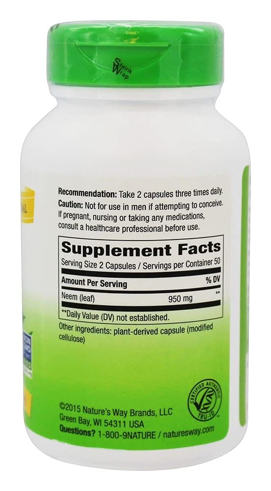 Neem Leaf 100 Vegetable Capsules by Nature's Way - 100 Count