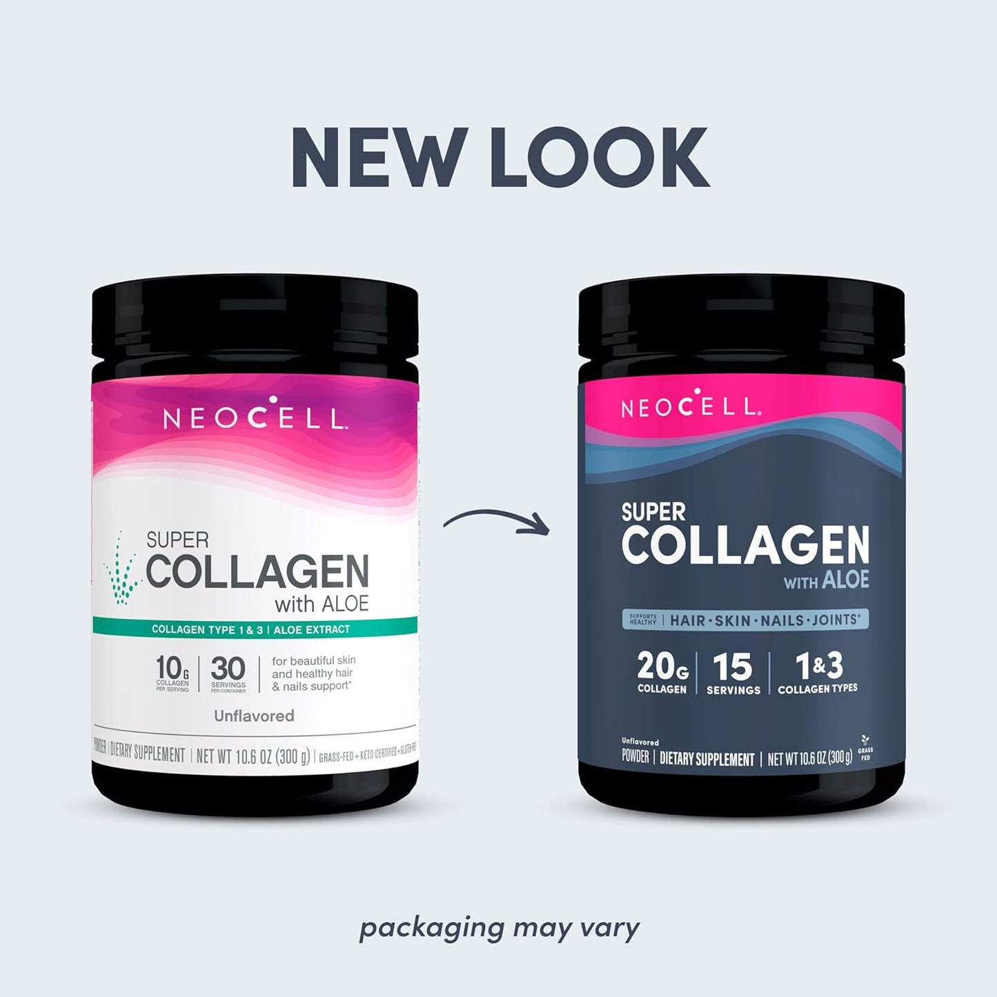Neocell Super Collagen with Aloe Powder - Type 1 & 3 Collagen for Healthy Hair, Skin, and Nails - Gluten-Free - 10.6 Oz - 30 Servings.