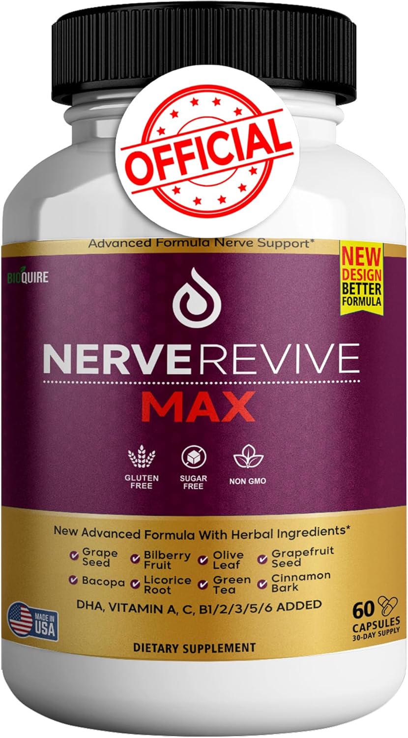 Nerve Revive Max Formula with Vitamins, Herbal Extracts & Antioxidants - Gluten-Free, Non-GMO, Sugar-Free - Supports Vitality and Wellness - 60 Capsules, 30-Day Supply