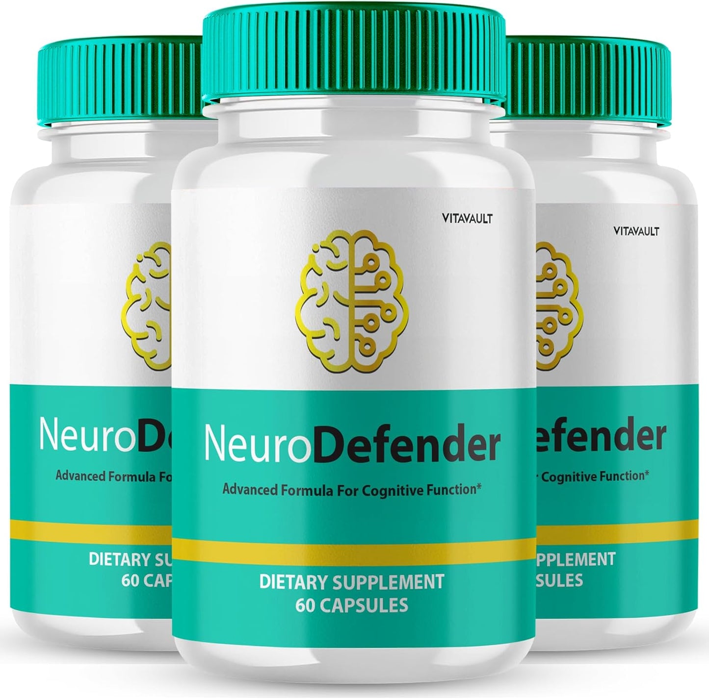 NeuroDefender Brain Support Supplement Capsules - Memory, Focus, and Nootropics - 3 Pack