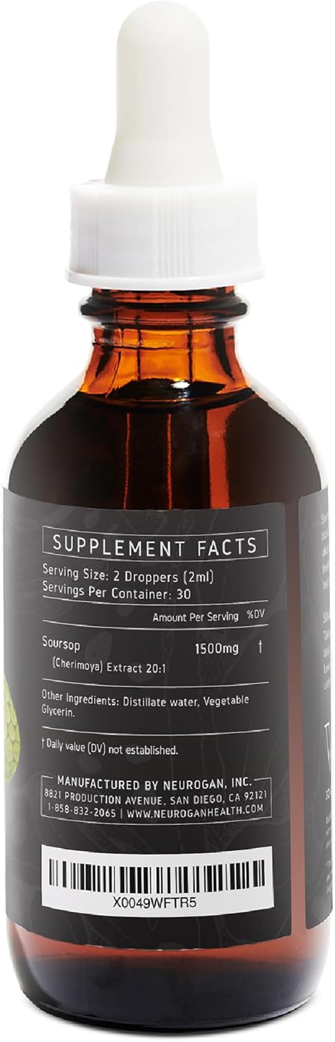 Neurogan Soursop Liquid Drops | Immune & Antioxidant Support Supplement | Enhanced Absorption | 20:1 Extract | 1500mg, 60ml