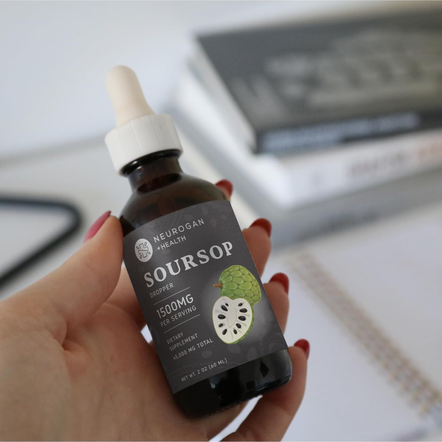 Neurogan Soursop Liquid Drops | Immune & Antioxidant Support Supplement | Enhanced Absorption | 20:1 Extract | 1500mg, 60ml