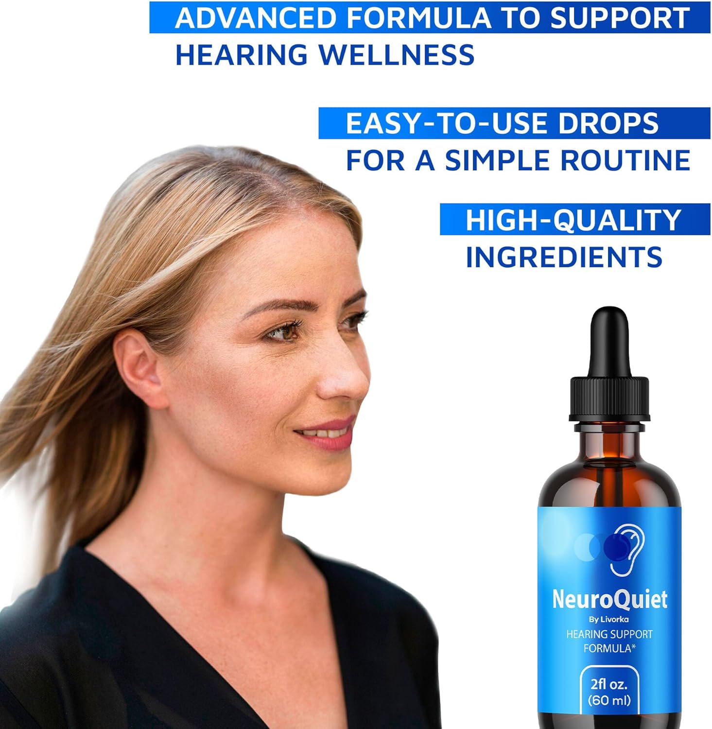 NeuroQuiet Liquid Drops - Advanced Formula for Neuro Support - All Natural Supplement - 30 Day Supply