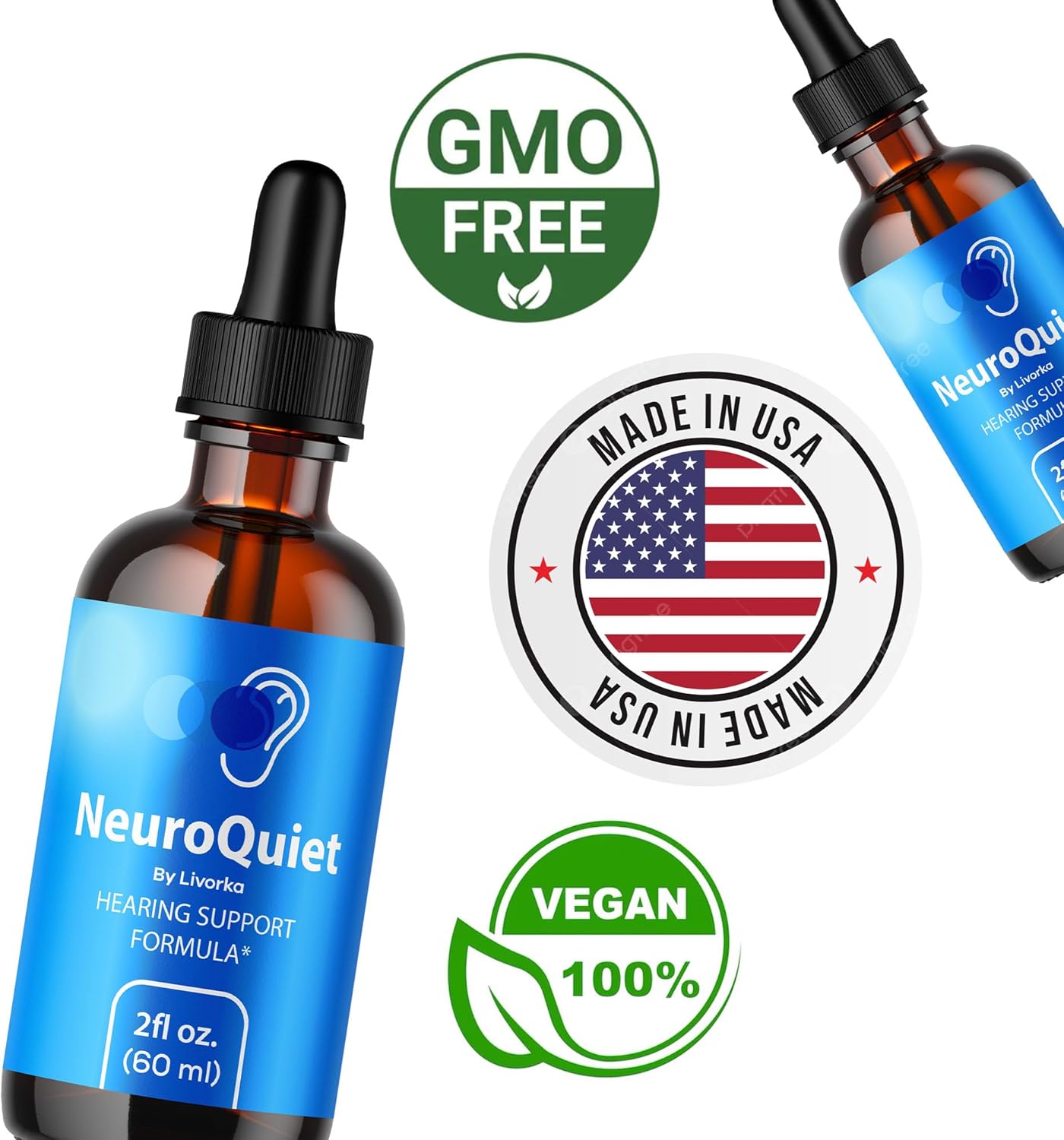 NeuroQuiet Liquid Drops - Advanced Formula for Neuro Support - All Natural Supplement - 30 Day Supply