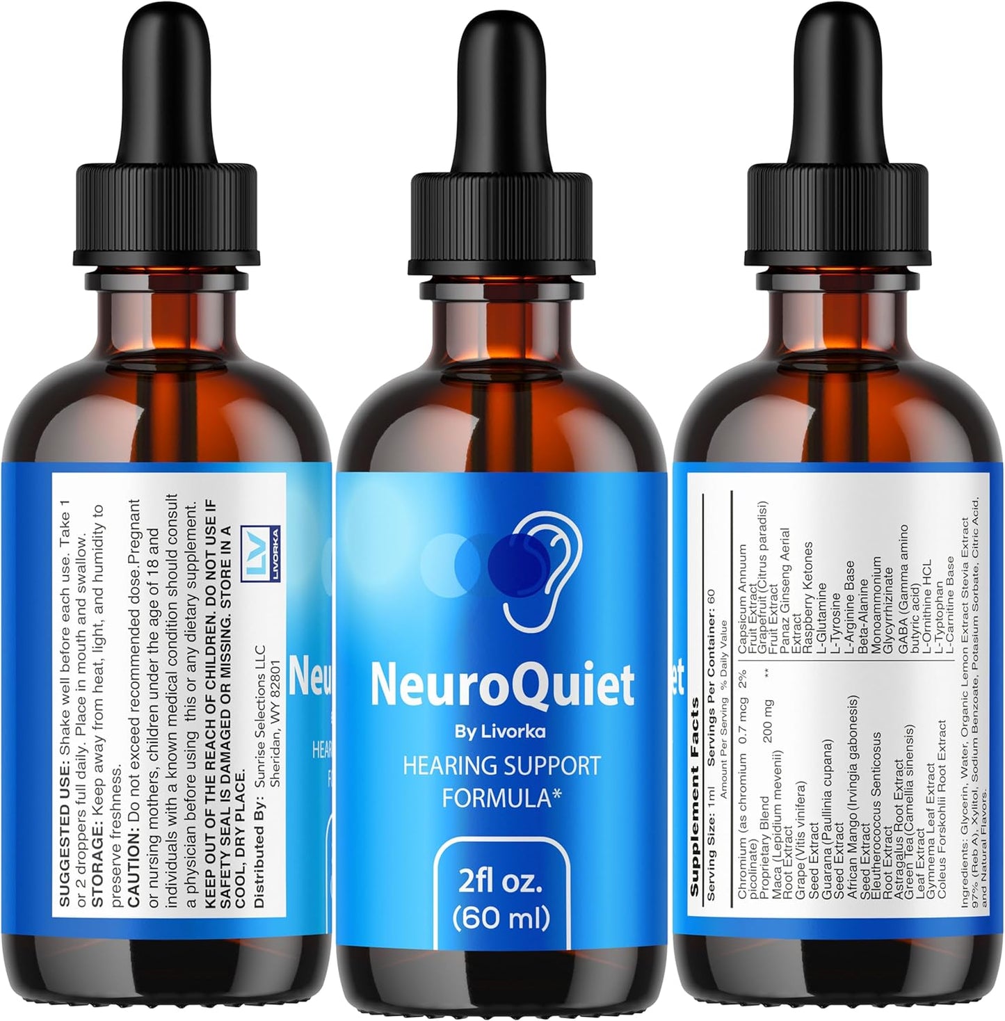 NeuroQuiet Liquid Drops - Advanced Formula for Neuro Support - All Natural Supplement - 30 Day Supply