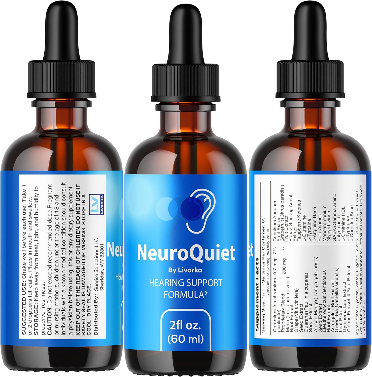 NeuroQuiet Liquid Drops - Advanced Formula for Neuro Support - All Natural Supplement - 30 Day Supply