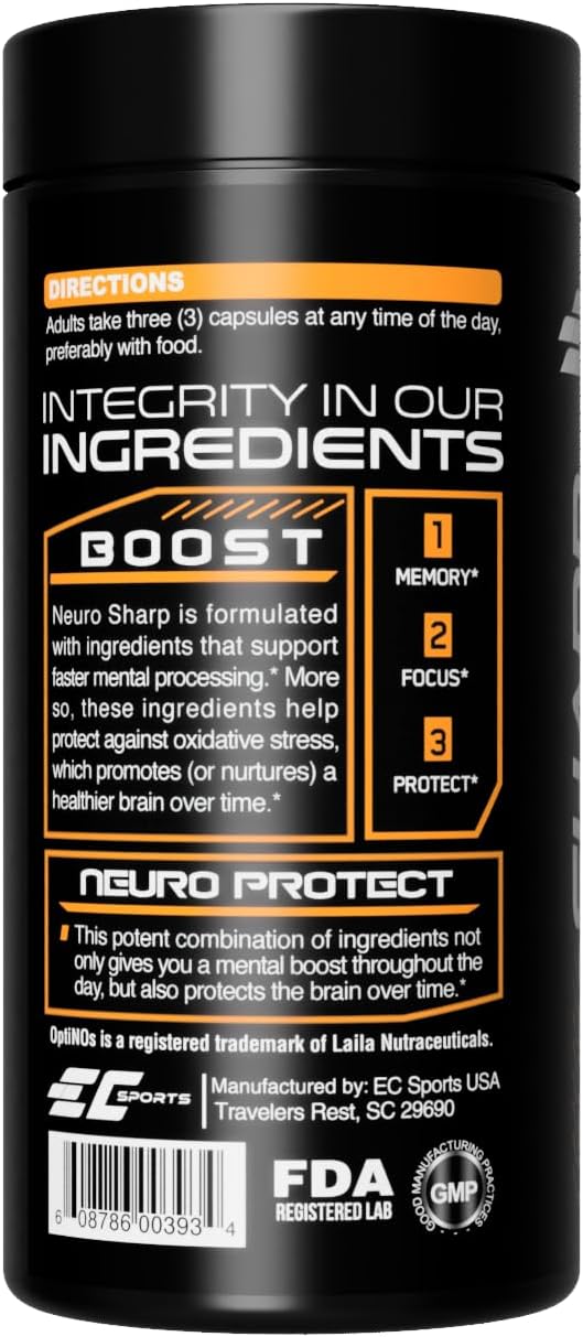 NeuroSharp Nootropic Supplement for Focus and Energy - 90 Capsules with 18 Powerful Ingredients for Memory and Cognitive Support