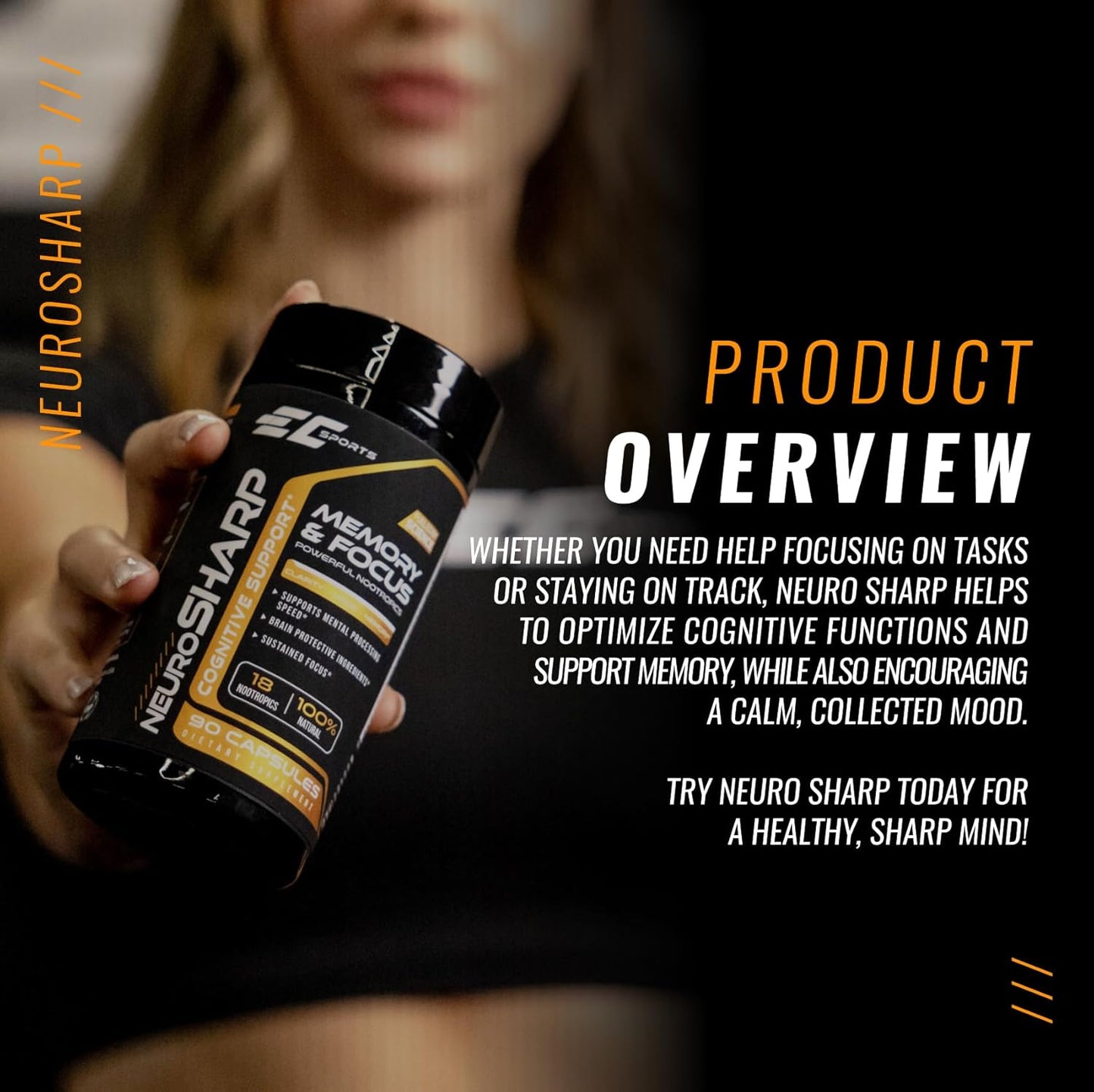 NeuroSharp Nootropic Supplement for Focus and Energy - 90 Capsules with 18 Powerful Ingredients for Memory and Cognitive Support