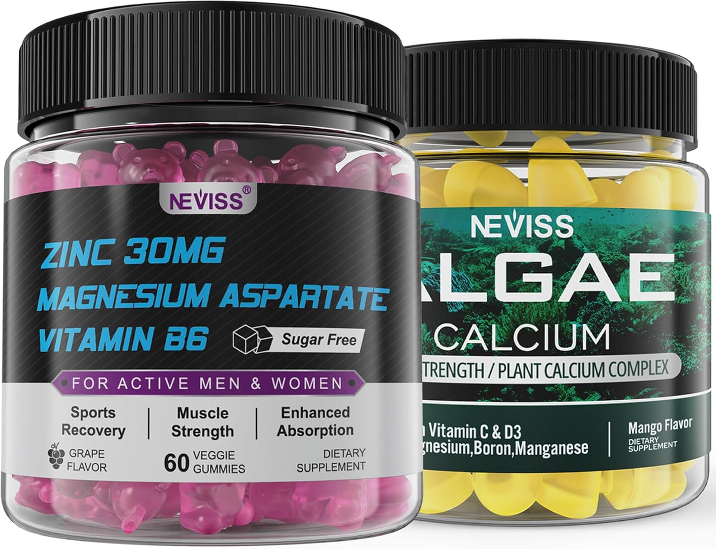 NEVISS Algae Calcium Gummies: Zinc and Magnesium Supplement