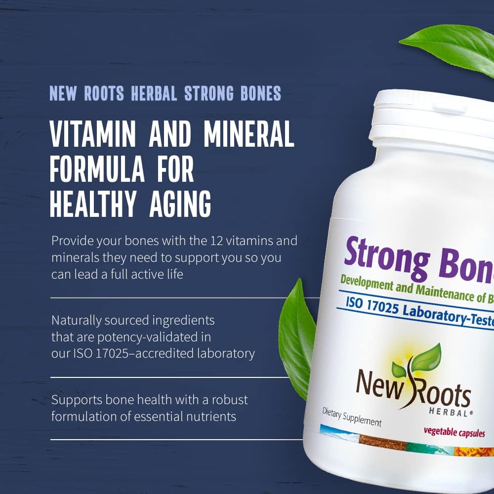 New Roots Herbal Strong Bone Supplement with Super Blend of 22 Ingredients - Glucosamine Sulfate, Calcium, Magnesium, Turmeric, Vitamin D3, K2, B12, Zinc (360 Veg Caps)