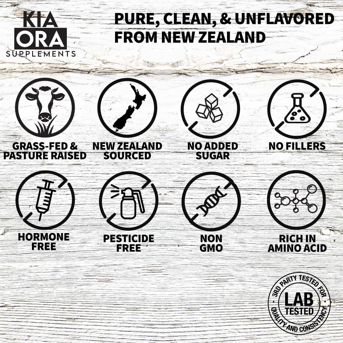 New Zealand Grass-Fed Whey Protein Powder 14oz - Pure & Raw, GMO-Free, Unflavored Whey Protein - Pasture Raised, No Added Sugar & Hormones - KIA ORA