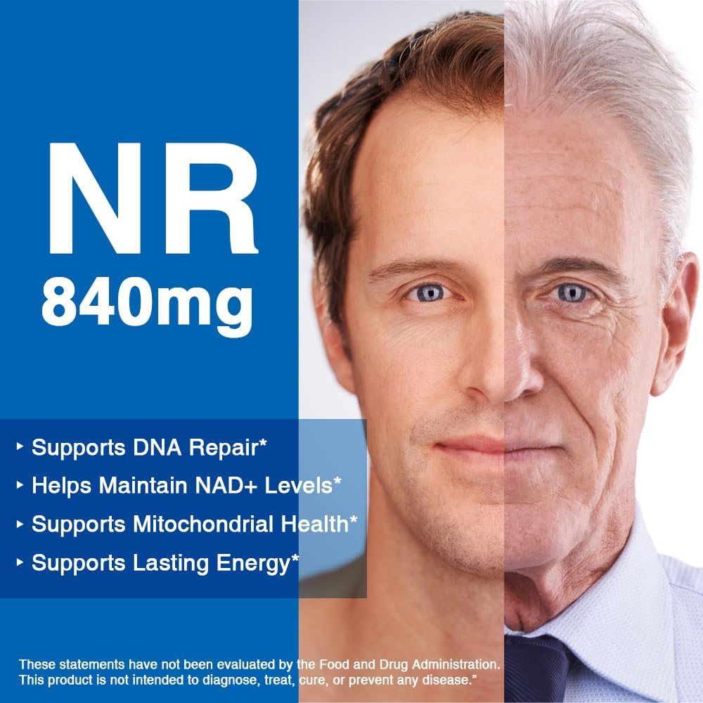 Nicotinamide Riboside 840mg with Trans-Resveratrol and Betaine for Healthy Aging - 100 Vegan Enteric-Coated Capsules