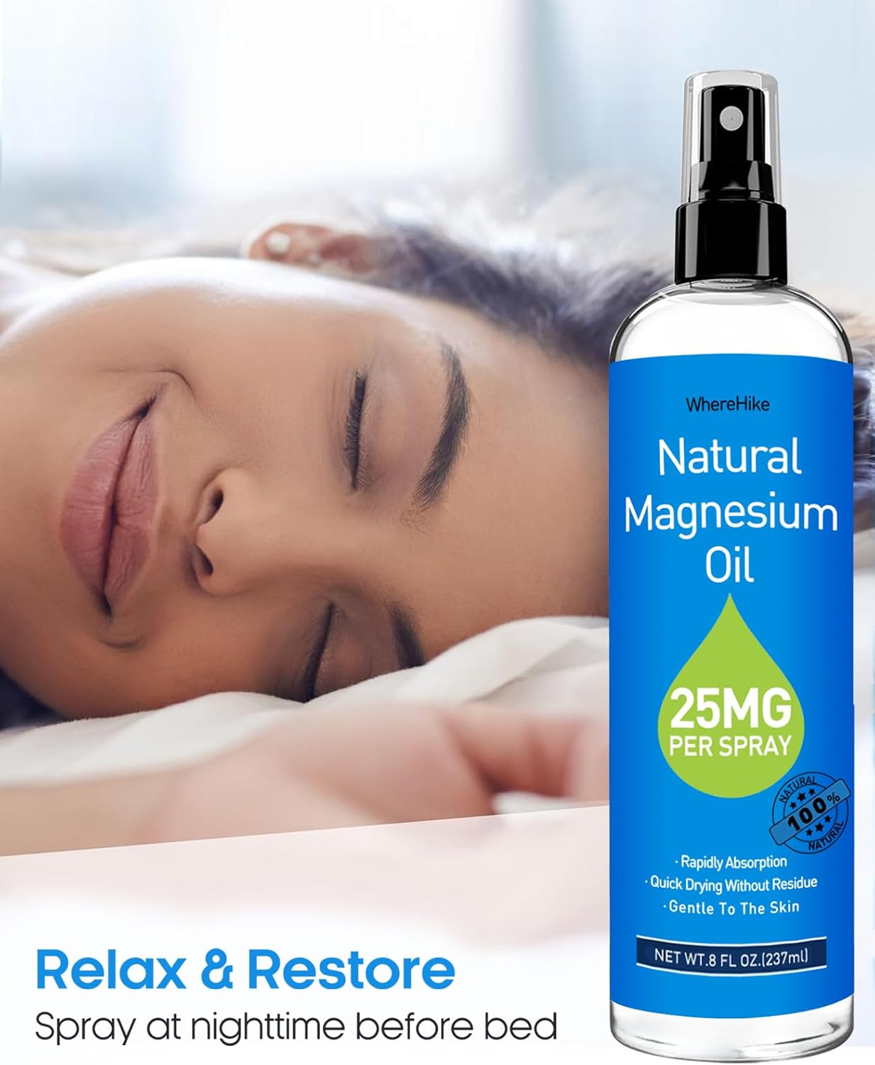 Nighttime Magnesium Cream for Pain Relief, Sleep, Muscle Relaxation, and Hydration - Natural and Safe for Kids