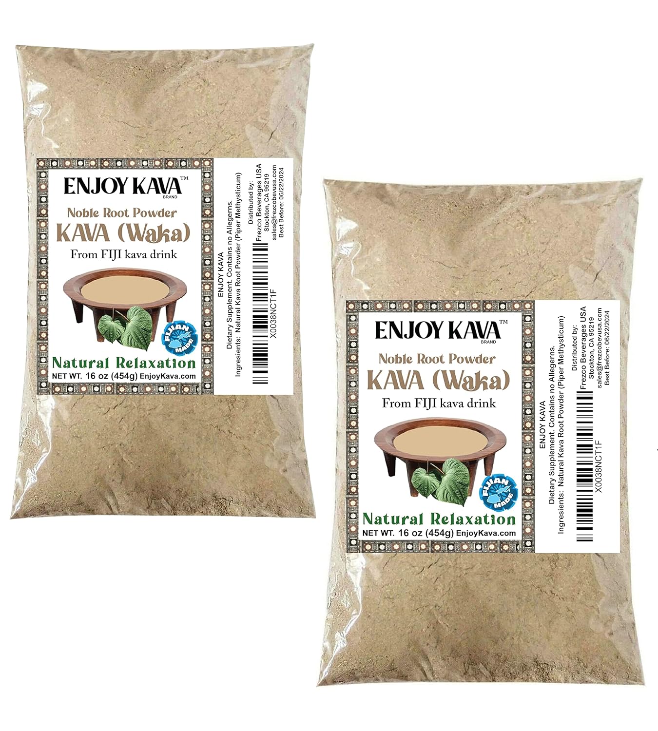 Noble Kava Root Powder - 2 LB Pack for Relaxation and Better Sleep - Premium Kava (Piper methysticum) Powder for Happiness and Relaxation