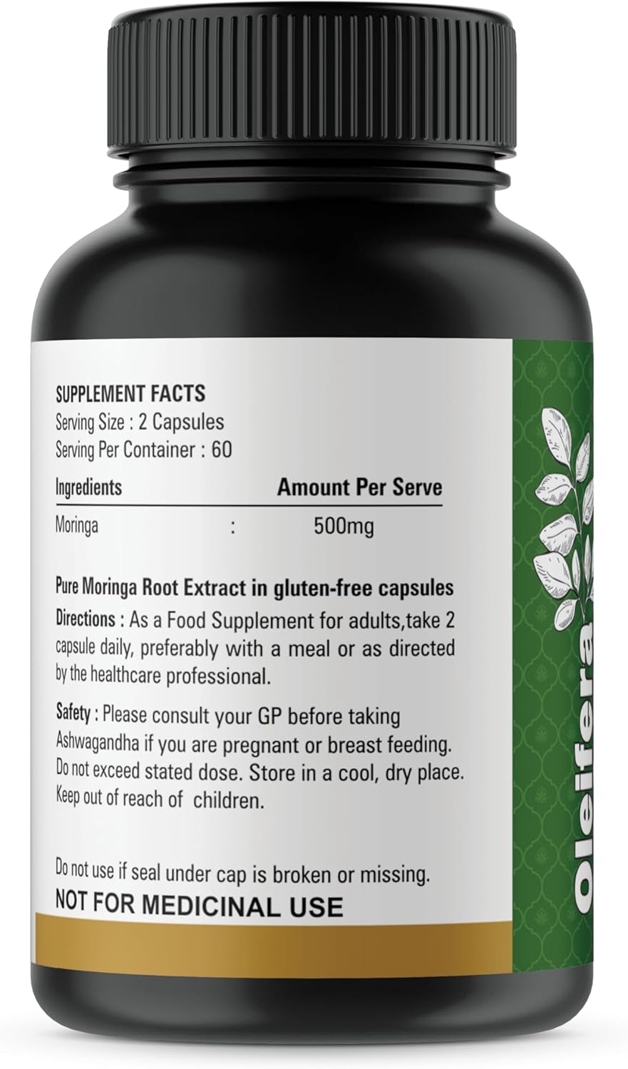 Non-GMO Moringa Powder Capsules - 120 Organic Capsules for Energy, Metabolism, and Immune Support - XTRAKT Green Superfood