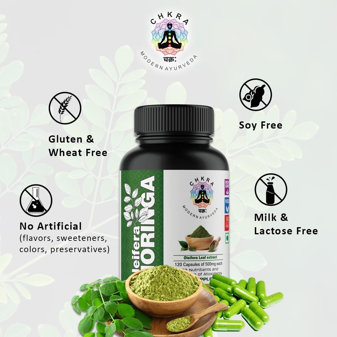 Non-GMO Moringa Powder Capsules - 120 Organic Capsules for Energy, Metabolism, and Immune Support - XTRAKT Green Superfood