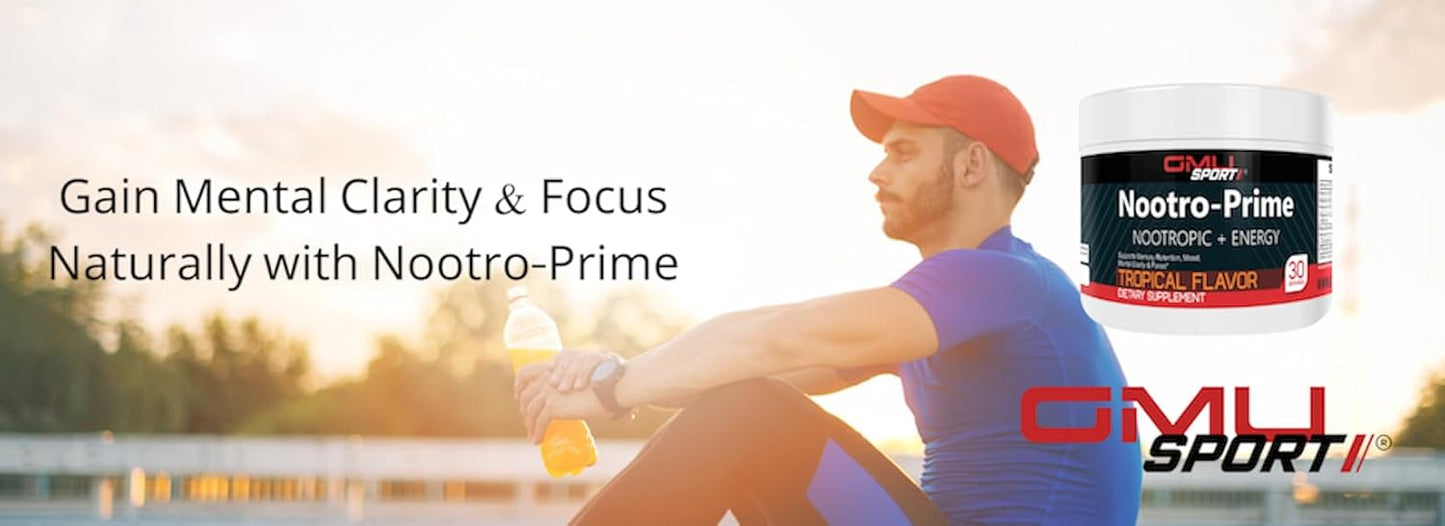 Nootro-Prime Nootropic Brain Supplement Powder for Focus & Mental Clarity, Lion’s Mane & Alpha GPC, Brain Booster for Men & Women, 30 Servings, Caramel Mocha Flavor