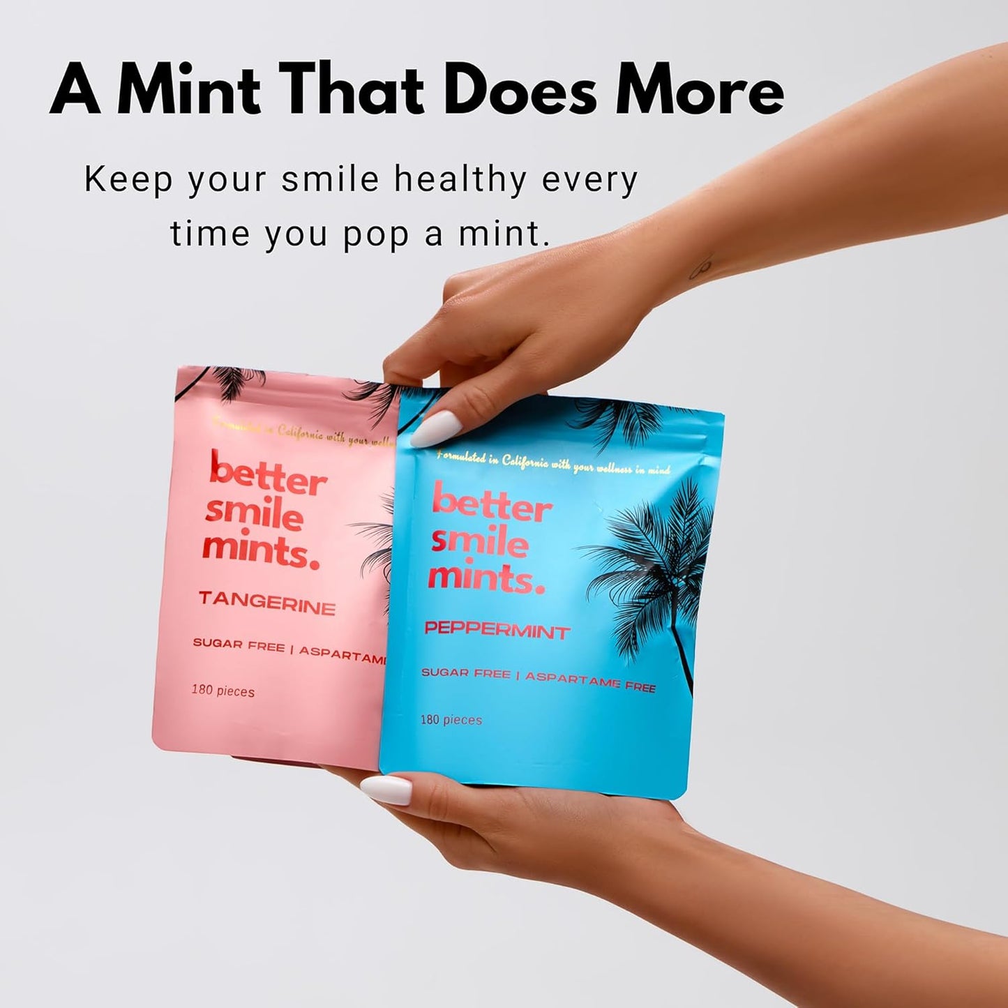 NOOZ Better Smile Mints - Peppermint Flavor, 180 Mints Bag - Sugar-Free Oral Health Support & Fresh Breath - Aspartame-Free Gum Protection