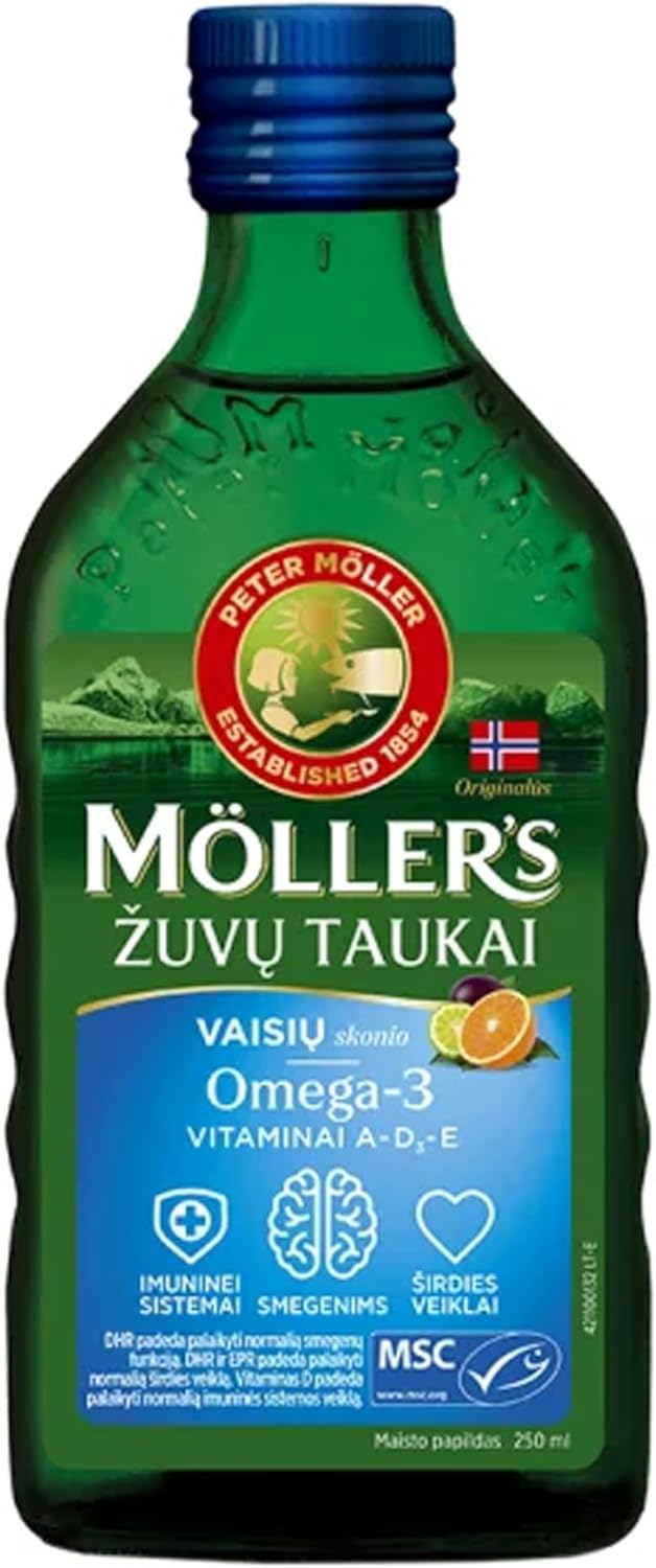 Norwegian Natural Flavour Fish Oil Dietary Supplement - 8.45 fl oz - Lemon, Apple, Fruit Flavours - 250 ml Unflavored