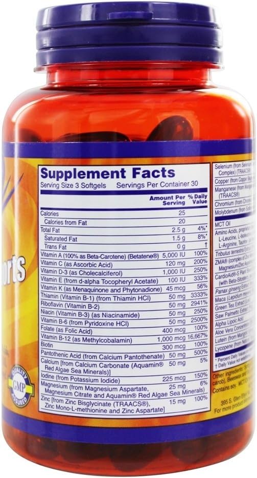 NOW Foods Men's Extreme Sports Multi 90 Softgels - High-Performance Multivitamin for Active Men