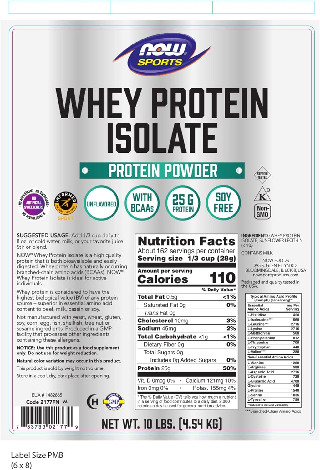 NOW Foods Sports Nutrition Whey Protein Isolate & Micellar Casein Bundle, Unflavored Powder, Slow Release Protein, 10lb + 1.8lb