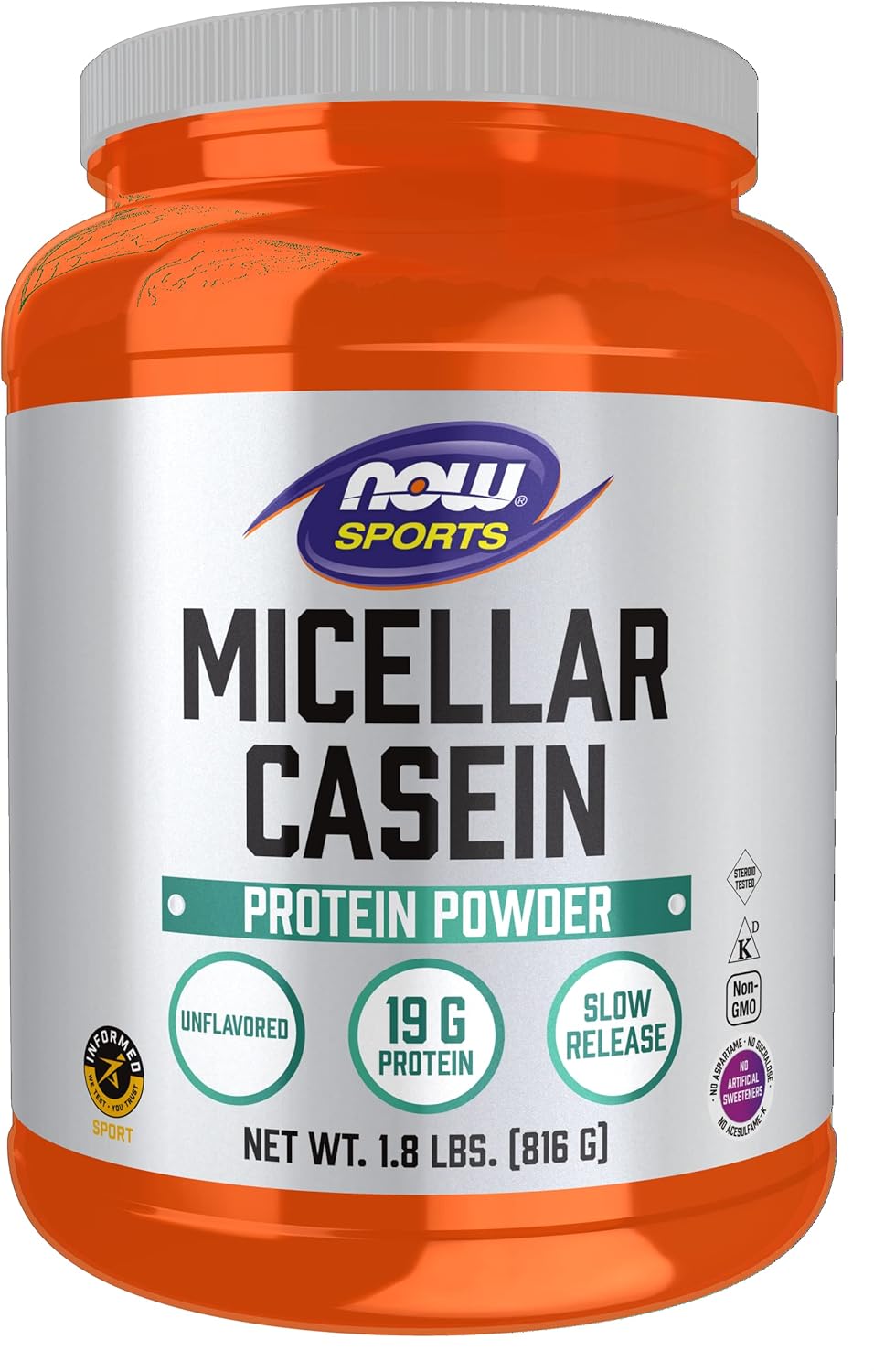 NOW Foods Sports Nutrition Whey Protein Isolate & Micellar Casein Bundle, Unflavored Powder, Slow Release Protein, 10lb + 1.8lb
