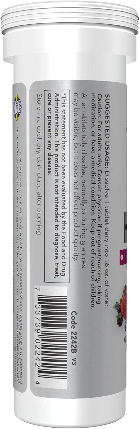 NOW Sports Nutrition Effervescent Effer-Hydrate Electrolyte Supplement Mixed Berry 10 Tablets - Pack of 2