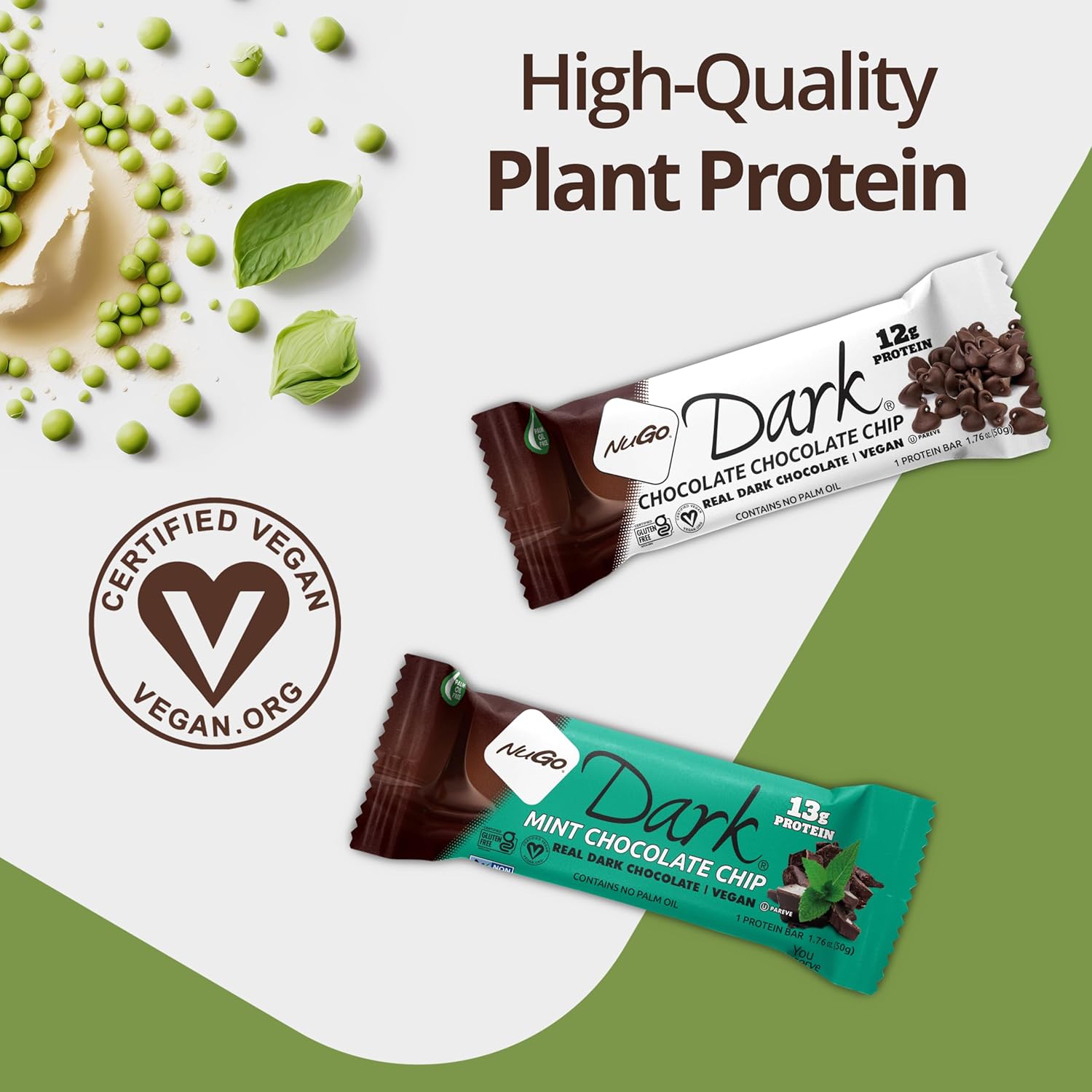 NuGo Dark Variety Pack - Chocolate Pretzel & Mint Chocolate Chip Bars, 24 Count, 12-13g Protein, Vegan, Gluten Free, Non-GMO