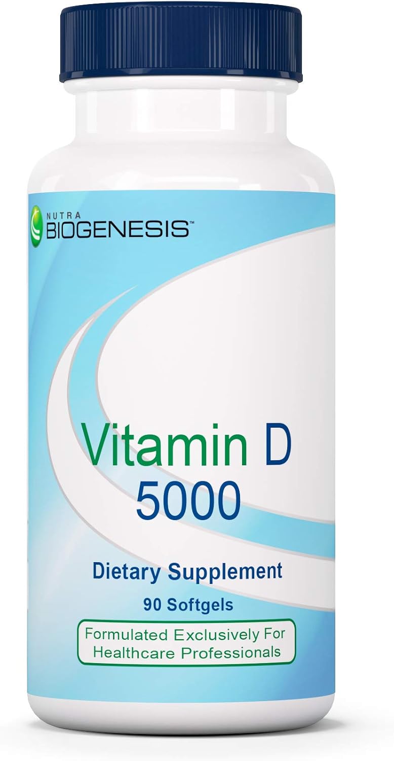 Nutra BioGenesis Vitamin D3 5000 IU Soft Gels for Immune Support & Calcium Absorption - 90 Count