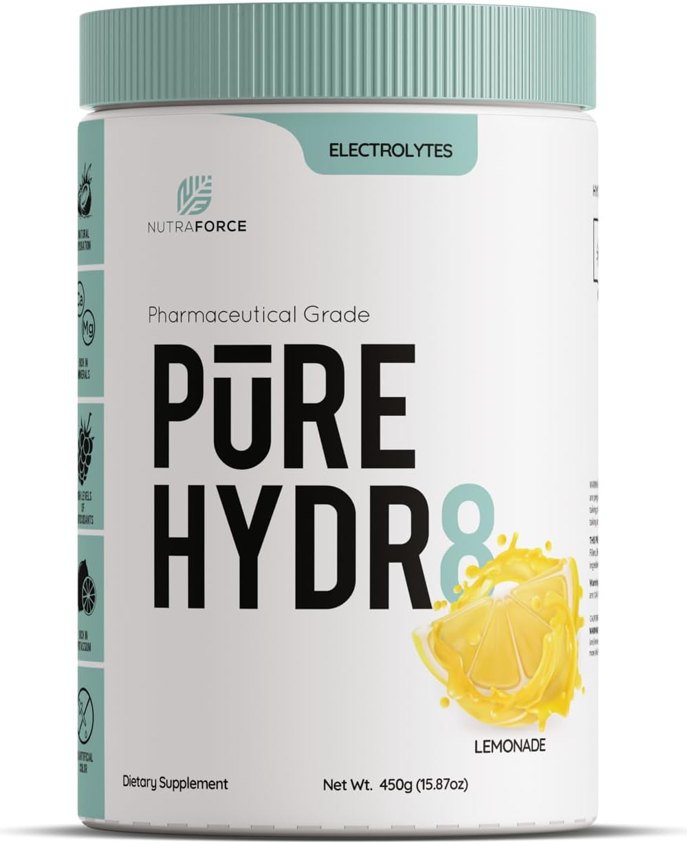 NutraForce Pure Hydr8 Electrolyte Supplement, 15.9 oz, Lemonade - Replenish Electrolytes for Hydration