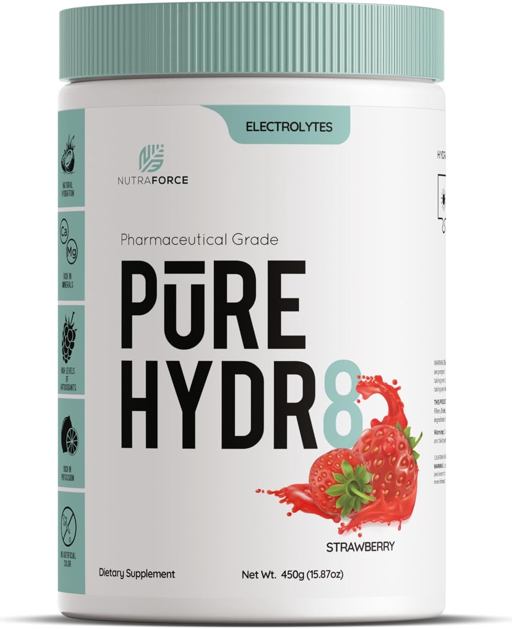 NutraForce Pure Hydr8 Electrolyte Supplement, 15.9 oz, Lemonade - Replenish Electrolytes for Hydration