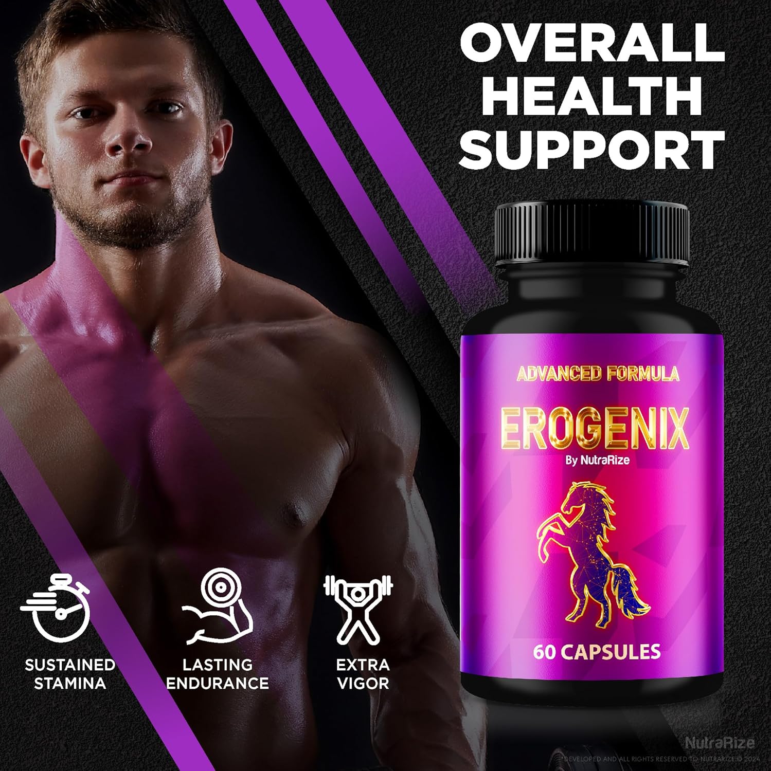 NutraRize Erogenix Capsules (5 Pack) - Natural Supplement for Maximum Performance and Long-Lasting Energy - 300 Capsules