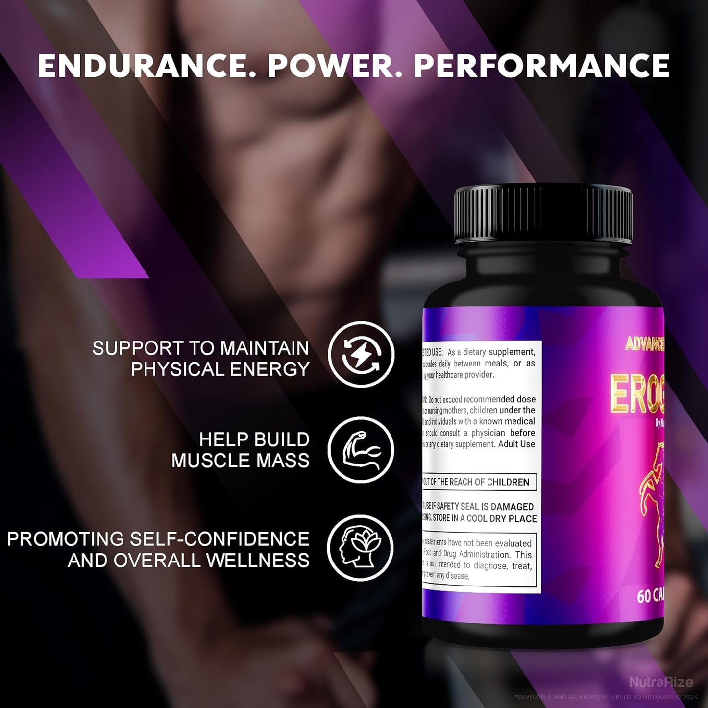 NutraRize Erogenix Capsules (5 Pack) - Natural Supplement for Maximum Performance and Long-Lasting Energy - 300 Capsules