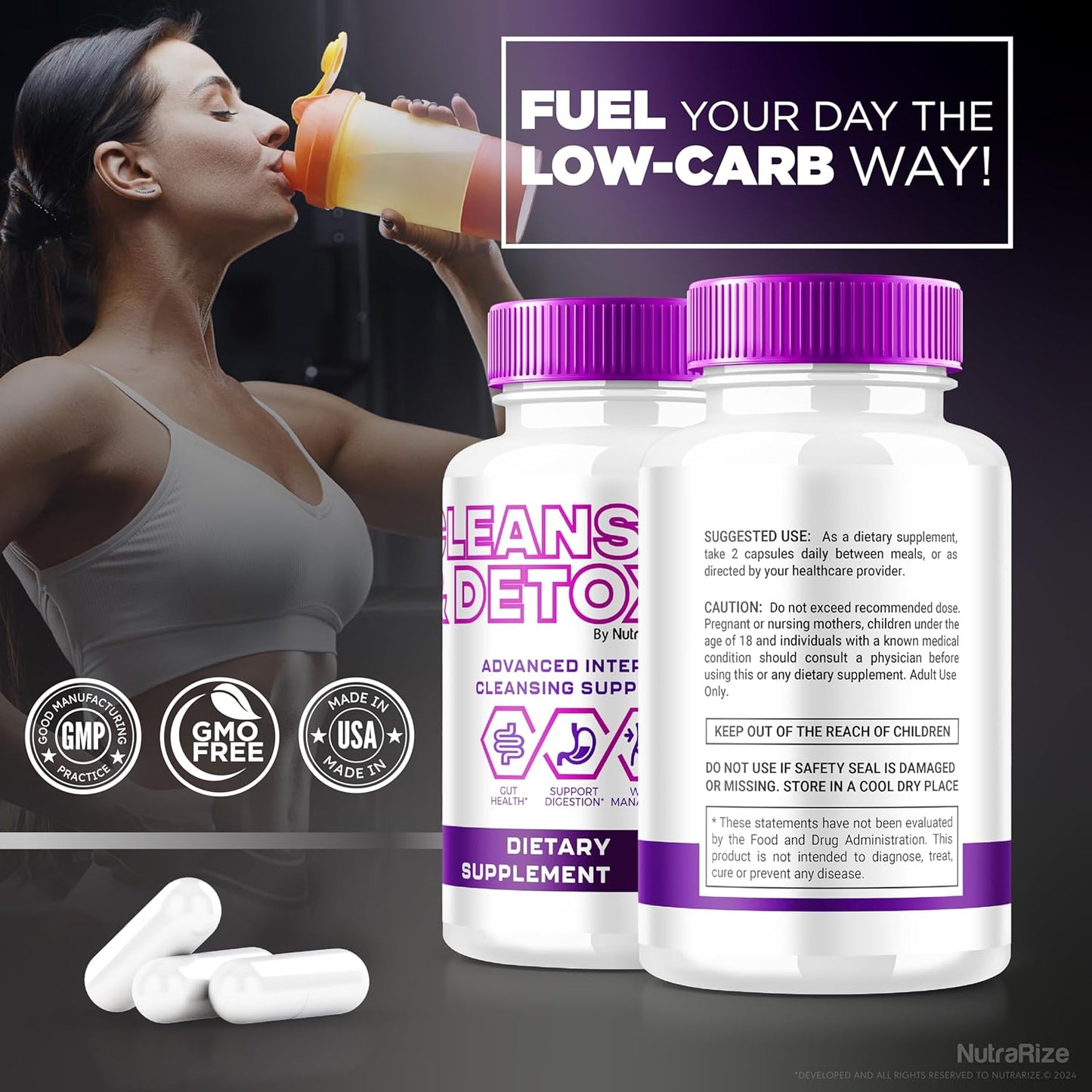 NutraRize Ketokandies Cleanse & Detox Capsules (2 Pack) - Advanced Internal Cleansing Support for Healthy Slimming Formula - All-Natural Formula - Keto Kandies Pastillas Reviews (120 Capsules)